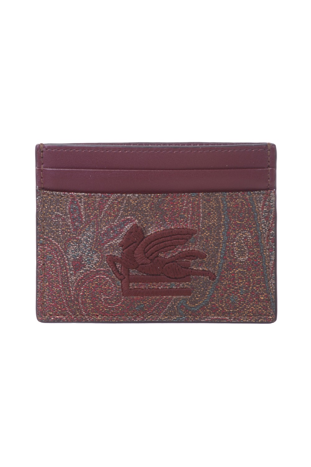 shop ETRO  Portacarte: Etro porta carte realizzato nell'iconico tessuto Paisley jacquard, decorato dal logo ETRO Pegaso ricamato a filo.
Dimensioni: 10,5 x 8 cm.
Esterno: Tessuto di cotone Paisley jacquard spalmato con grana opaca e doppiato in tela.
Retro: 100% cotone.
Dettagli in PVC.
Finiture: 100% pelle di vitello.
Ricami: 100% poliestere.
Interno: 100% pelle di vitello.
Fodera: 100% nylon.
Cinque spazi porta carte.
Made in Italy.. 1H769 7863-0600 number 6619483